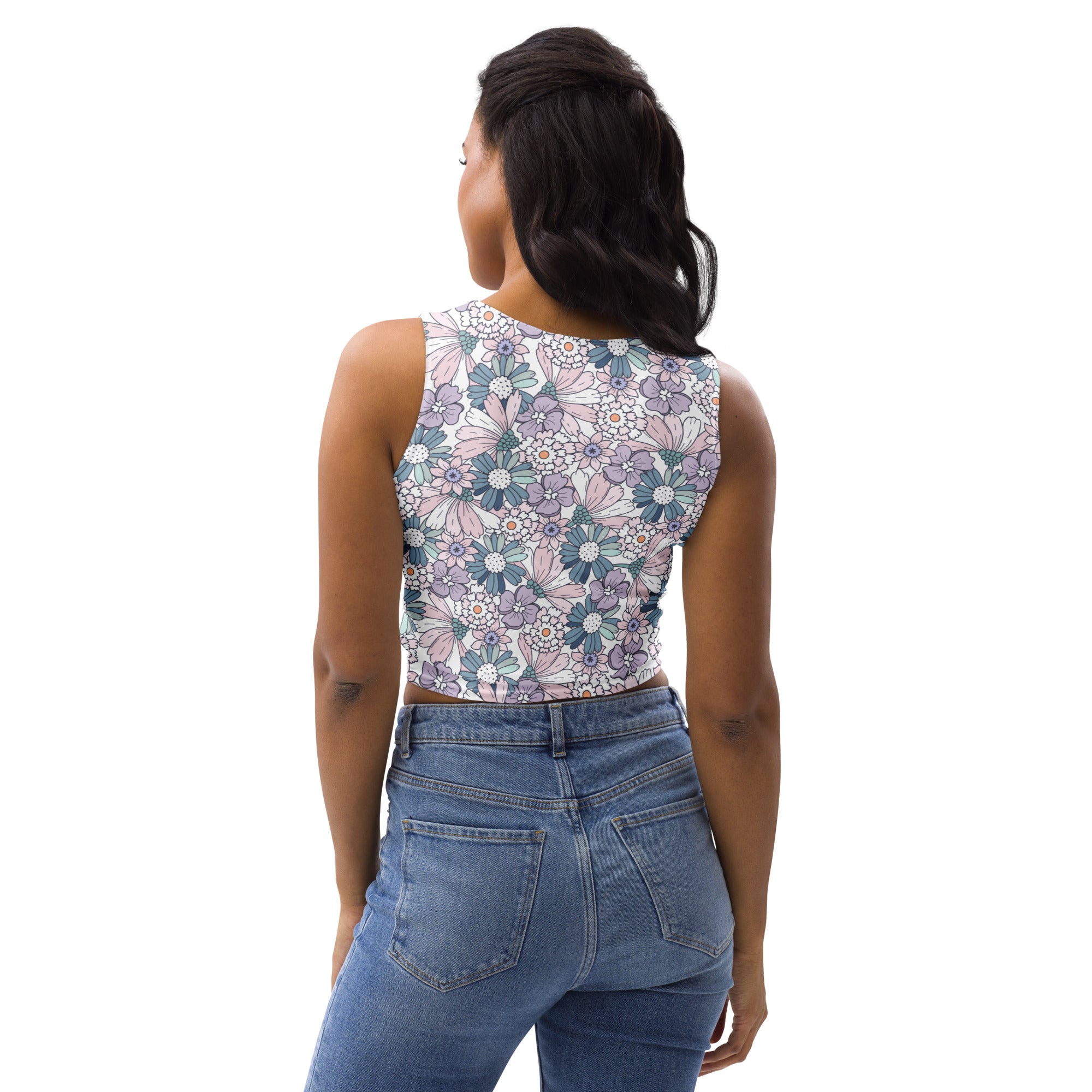 Women's Vintage Purple Flower Buttery Soft Crop Top