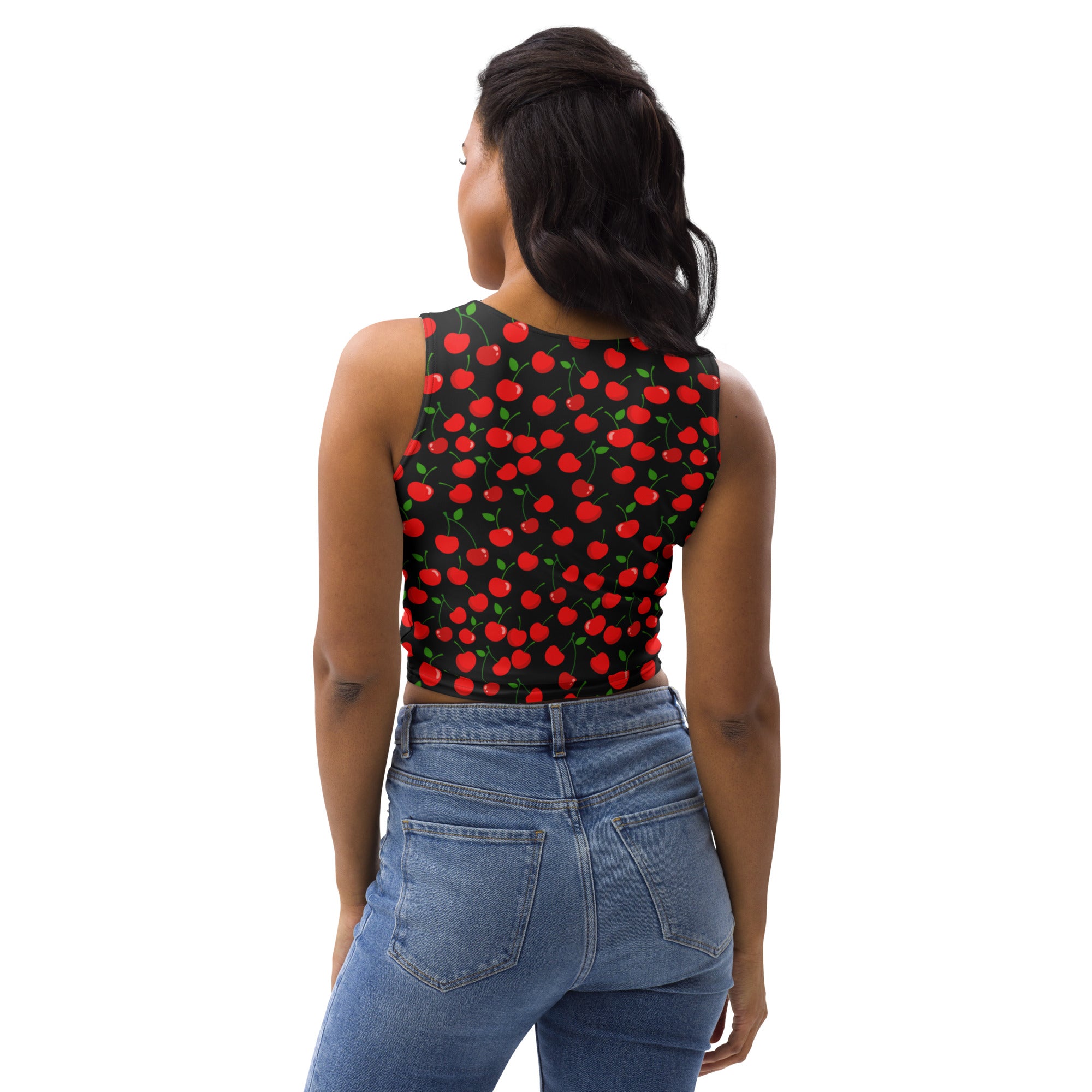 Women's Cherry Pattern Buttery Soft Crop Top