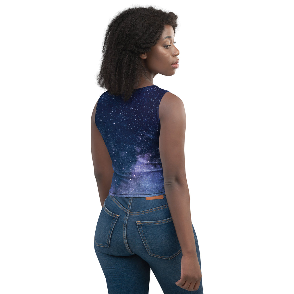 Women's Realistic Galaxy Buttery Soft Crop Top- Quick-Drying UPF 50+ Stretch Top