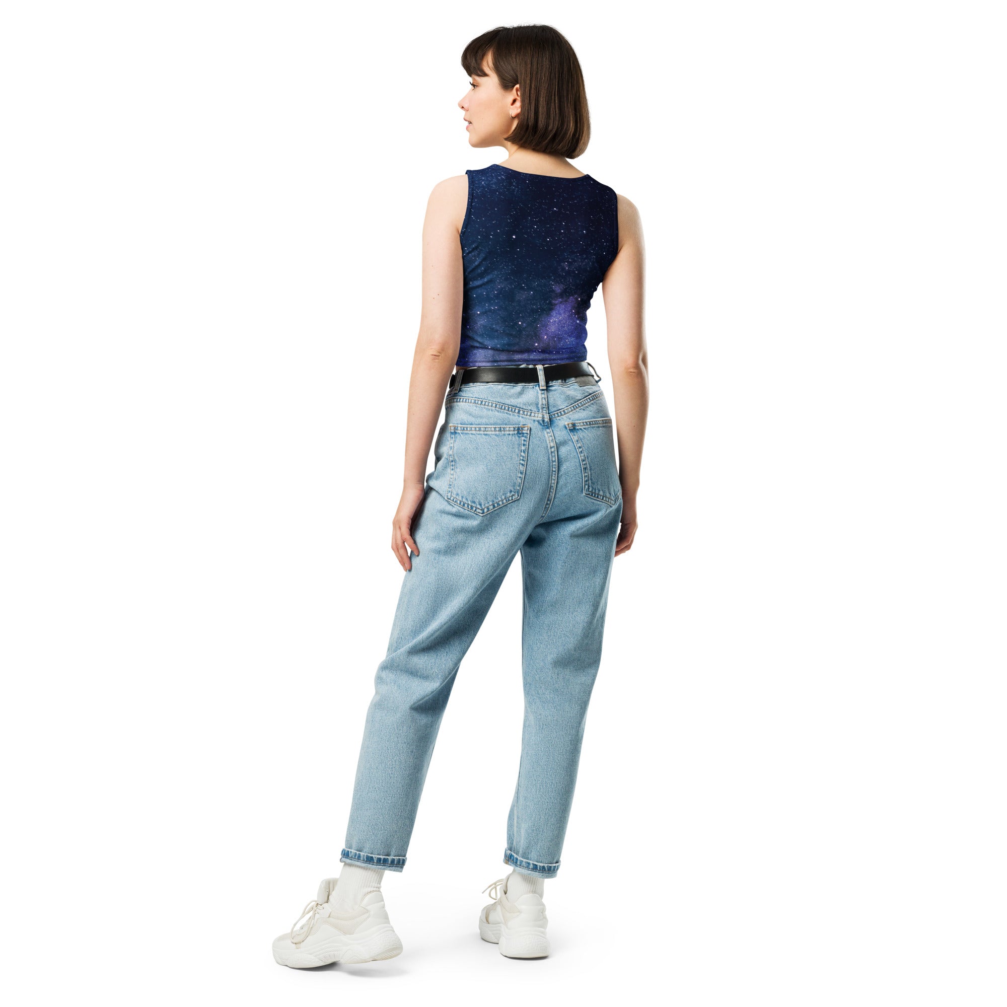 Women's Realistic Galaxy Buttery Soft Crop Top- Quick-Drying UPF 50+ Stretch Top