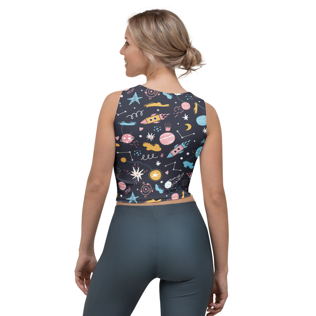 Women's Outer Space Buttery Soft Crop Top- Quick-Drying UPF 50+ Stretch Top
