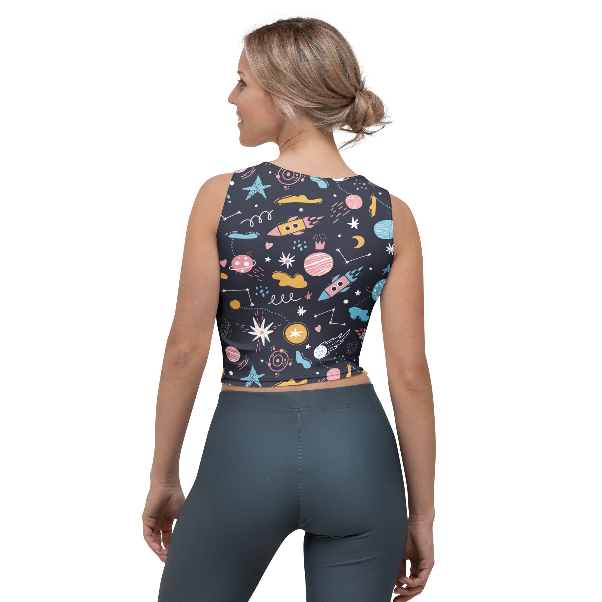 Women's Outer Space Buttery Soft Crop Top- Quick-Drying UPF 50+ Stretch Top