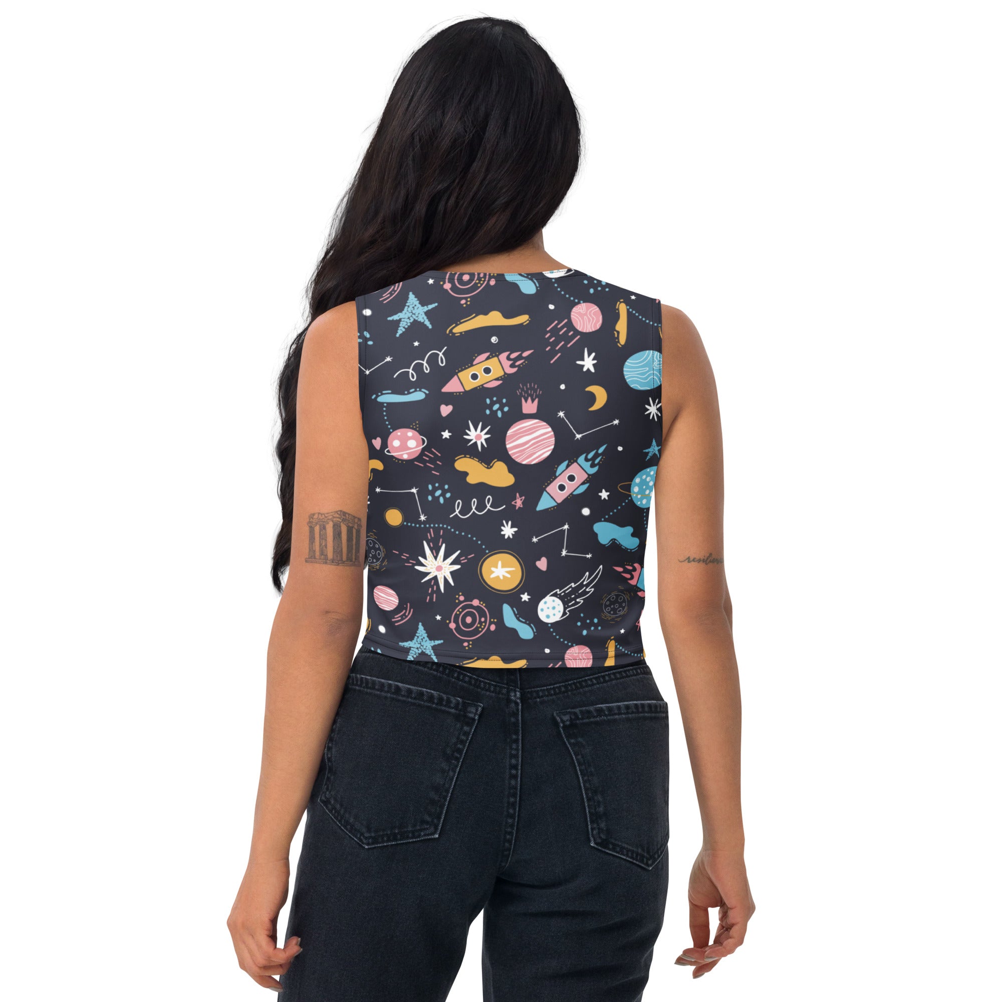 Women's Outer Space Buttery Soft Crop Top- Quick-Drying UPF 50+ Stretch Top