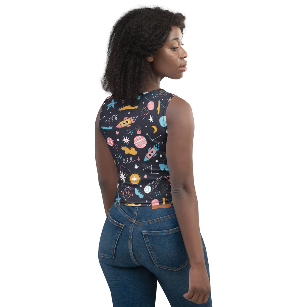 Women's Outer Space Buttery Soft Crop Top- Quick-Drying UPF 50+ Stretch Top
