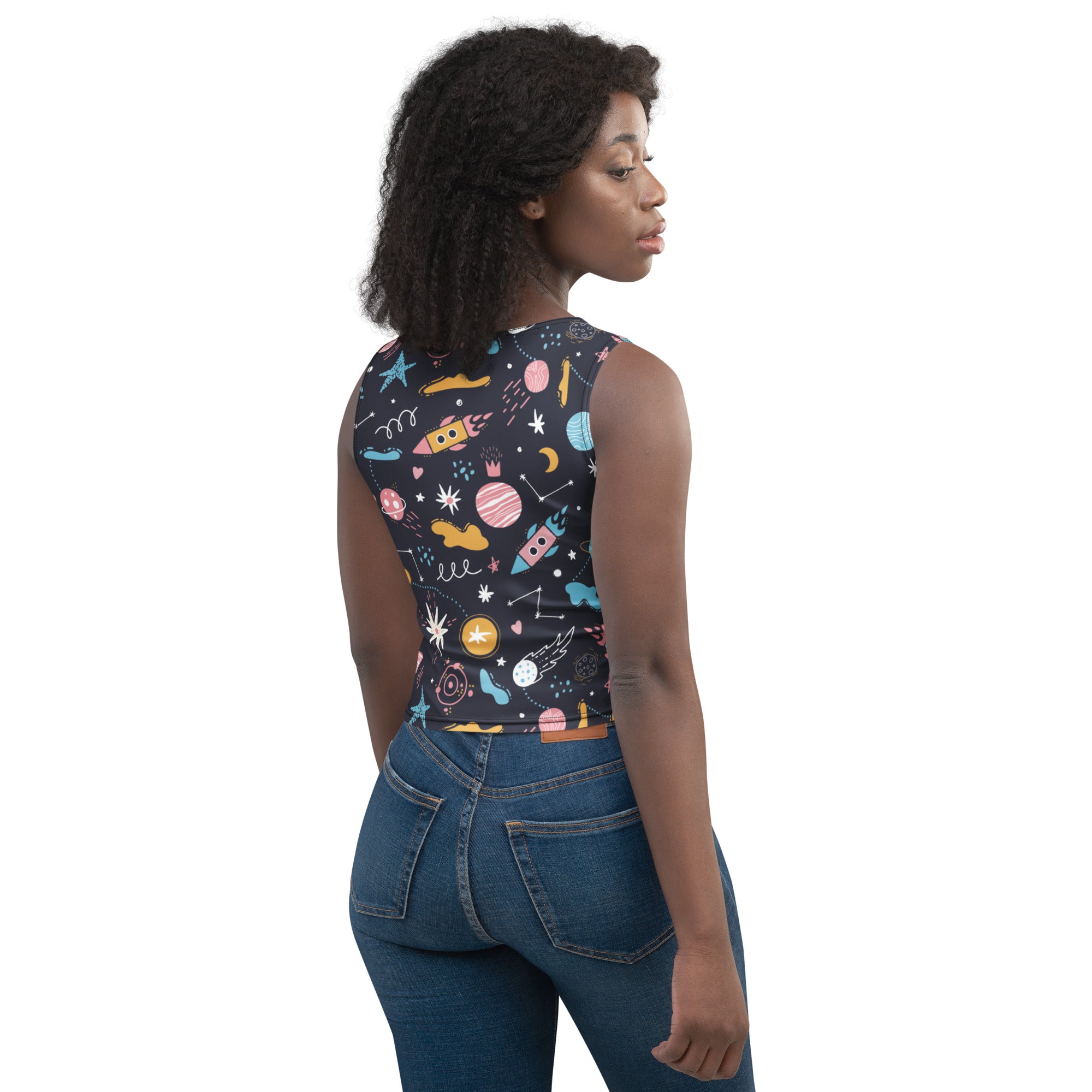 Women's Outer Space Buttery Soft Crop Top- Quick-Drying UPF 50+ Stretch Top