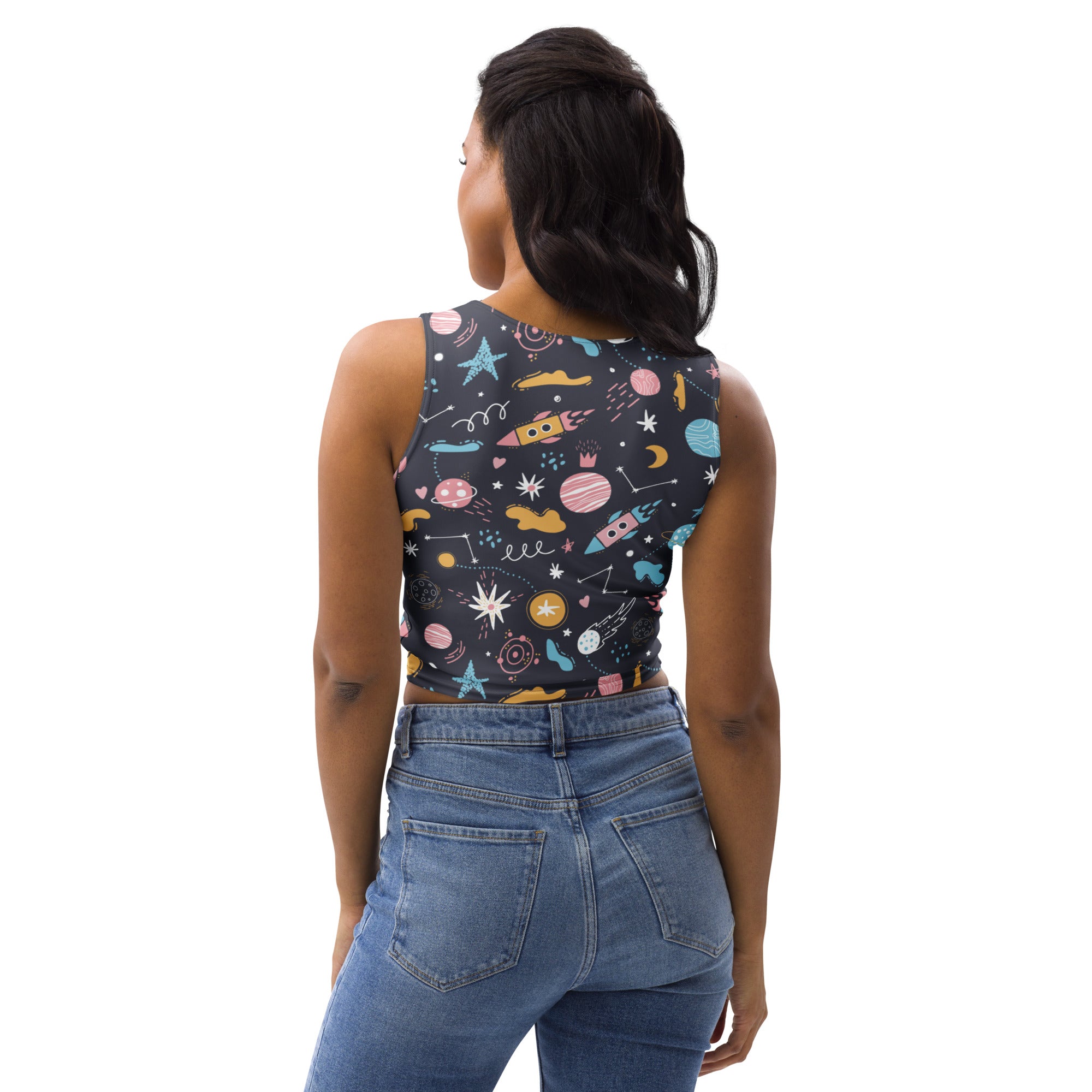 Women's Outer Space Buttery Soft Crop Top- Quick-Drying UPF 50+ Stretch Top