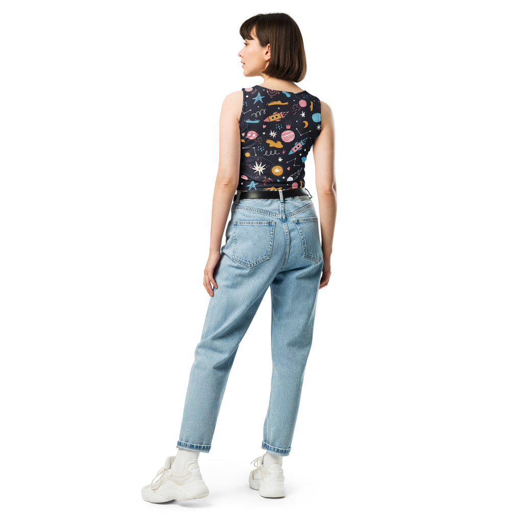 Women's Outer Space Buttery Soft Crop Top- Quick-Drying UPF 50+ Stretch Top