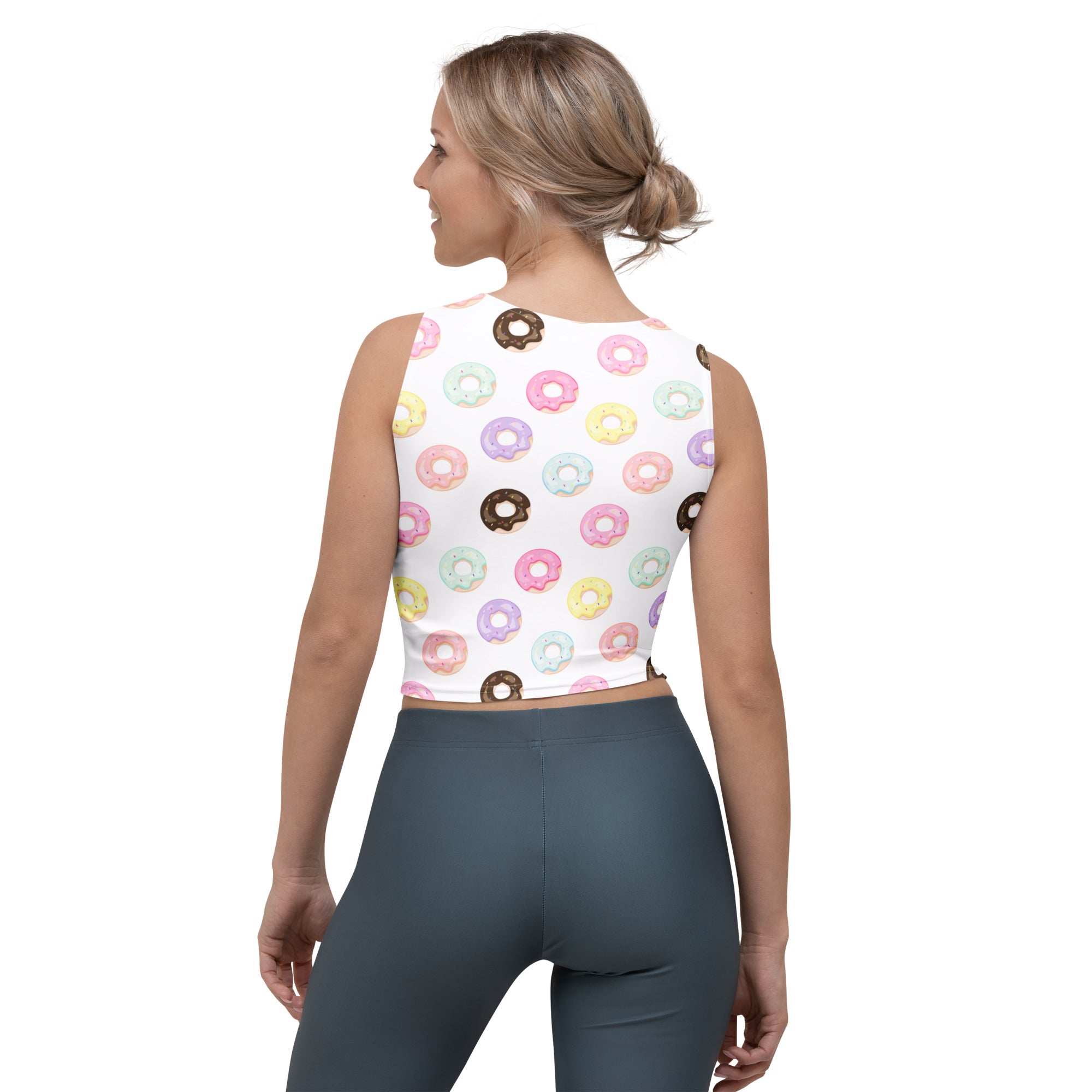 Women's Colorful Donuts Buttery Soft Crop Top- Quick-Drying UPF 50+ Stretch Top