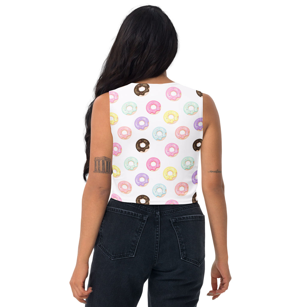 Women's Colorful Donuts Buttery Soft Crop Top- Quick-Drying UPF 50+ Stretch Top