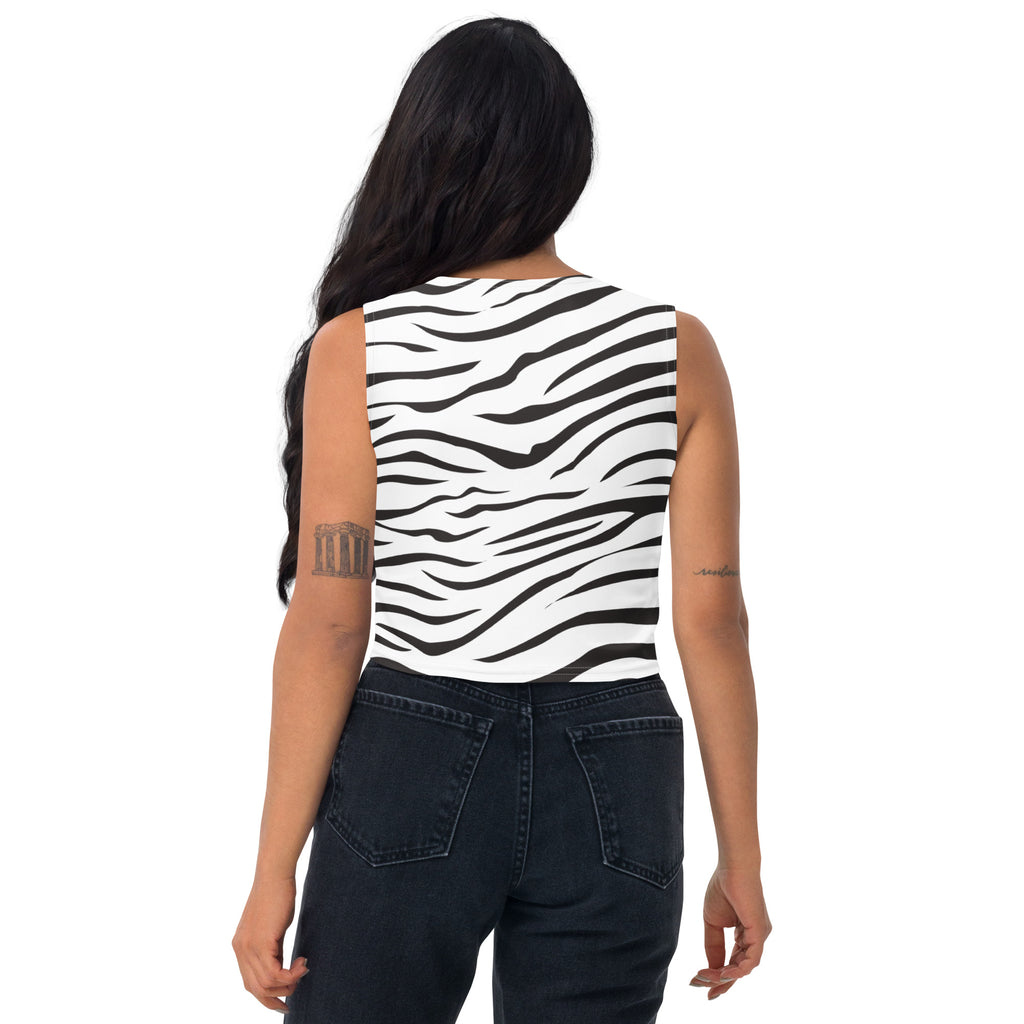 Women's Zebra Print Buttery Soft Crop Top- Quick-Drying UPF 50+ Stretch Top