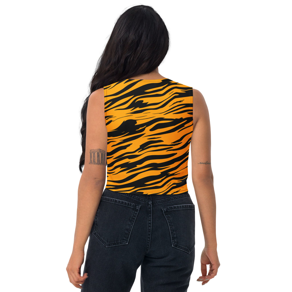 Women's Tiger Print Buttery Soft Crop Top- Quick-Drying UPF 50+ Stretch Top