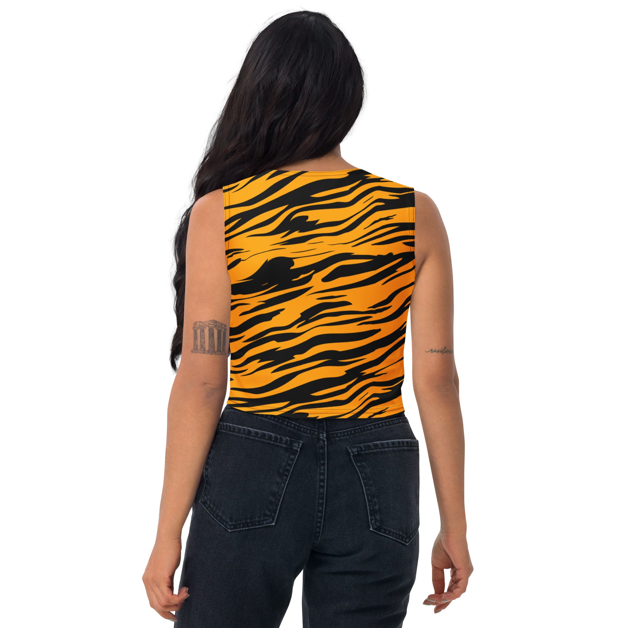 Women's Tiger Print Buttery Soft Crop Top- Quick-Drying UPF 50+ Stretch Top