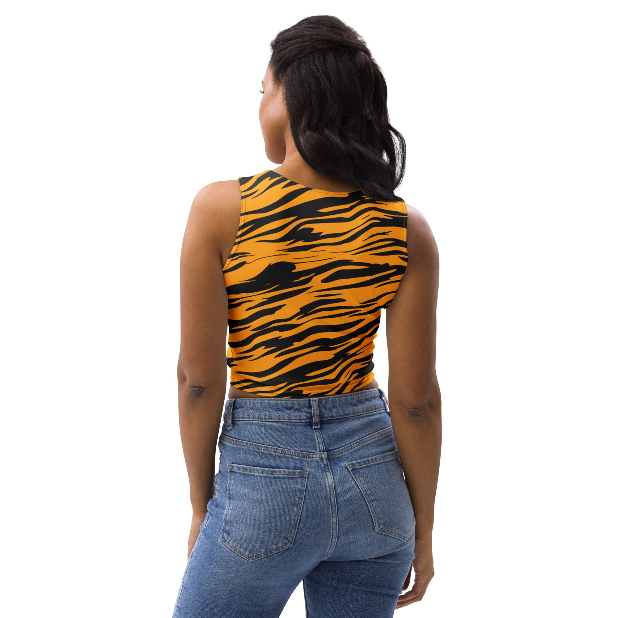 Women's Tiger Print Buttery Soft Crop Top- Quick-Drying UPF 50+ Stretch Top