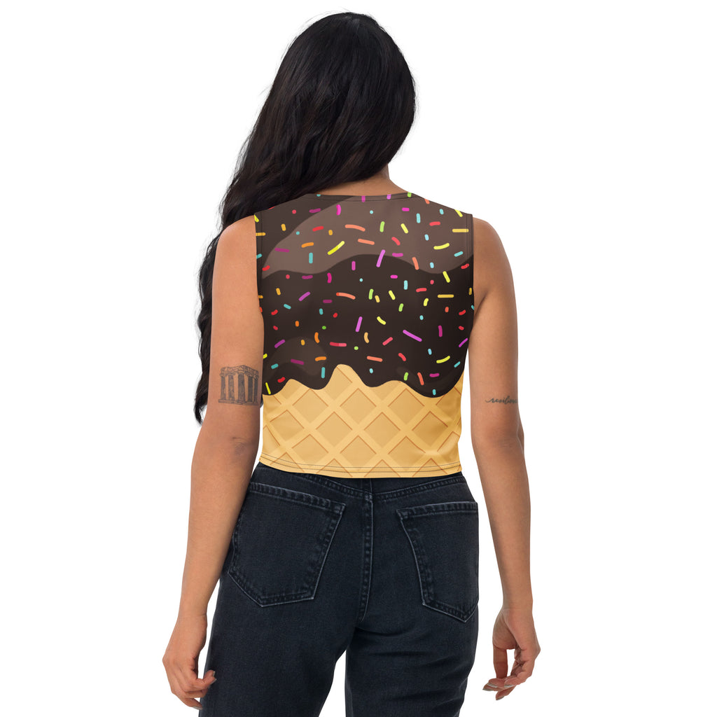 Women's Chocolate Ice Cream Cone Buttery Soft Crop Top- Quick-Drying UPF 50+ Stretch Top
