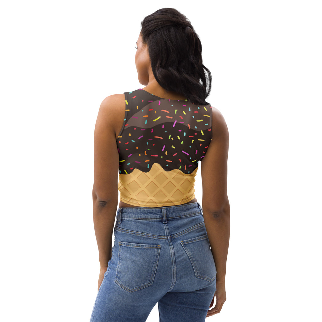 Women's Chocolate Ice Cream Cone Buttery Soft Crop Top- Quick-Drying UPF 50+ Stretch Top