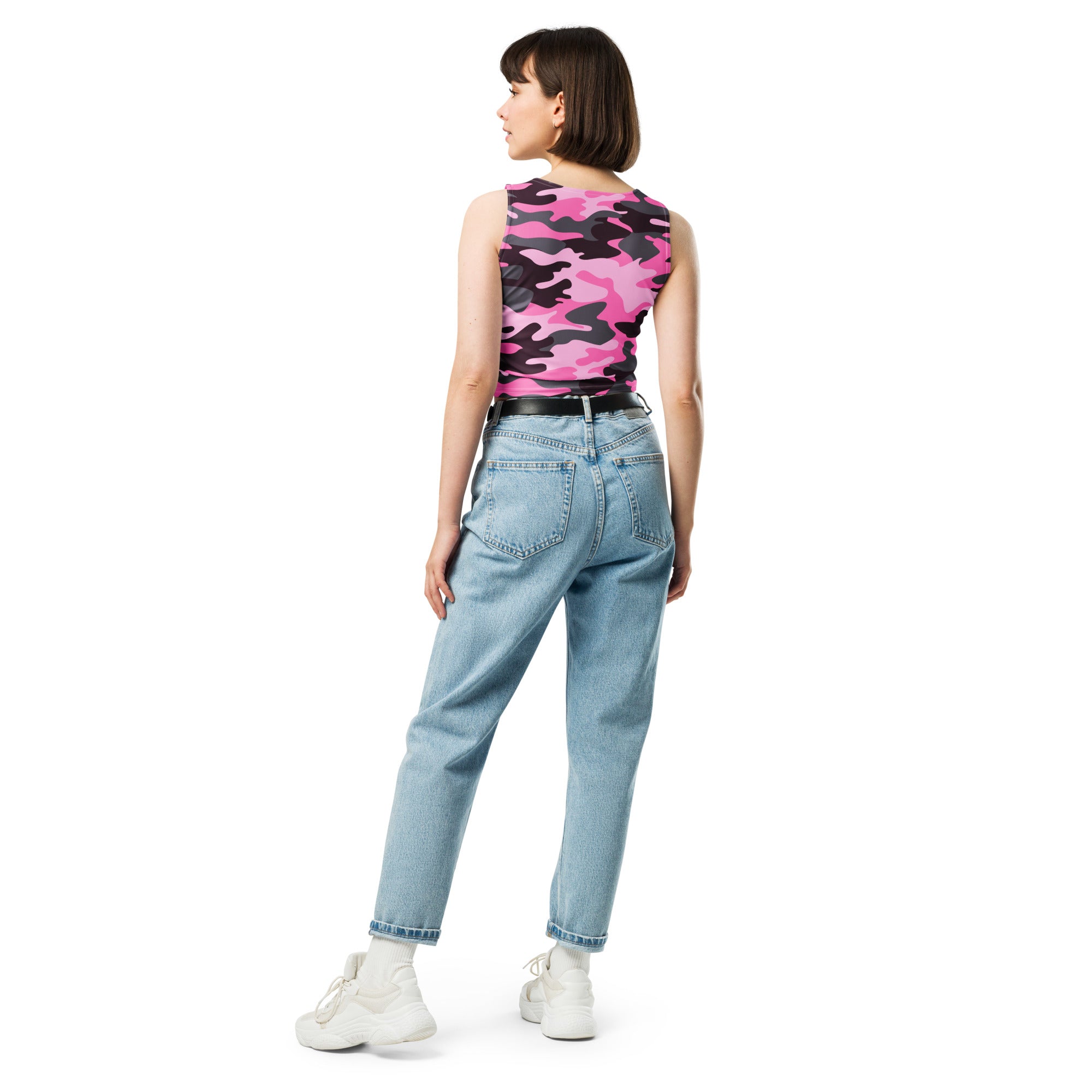 Women's Pink Camouflage Buttery Soft Crop Top- Quick-Drying UPF 50+ Stretch Top