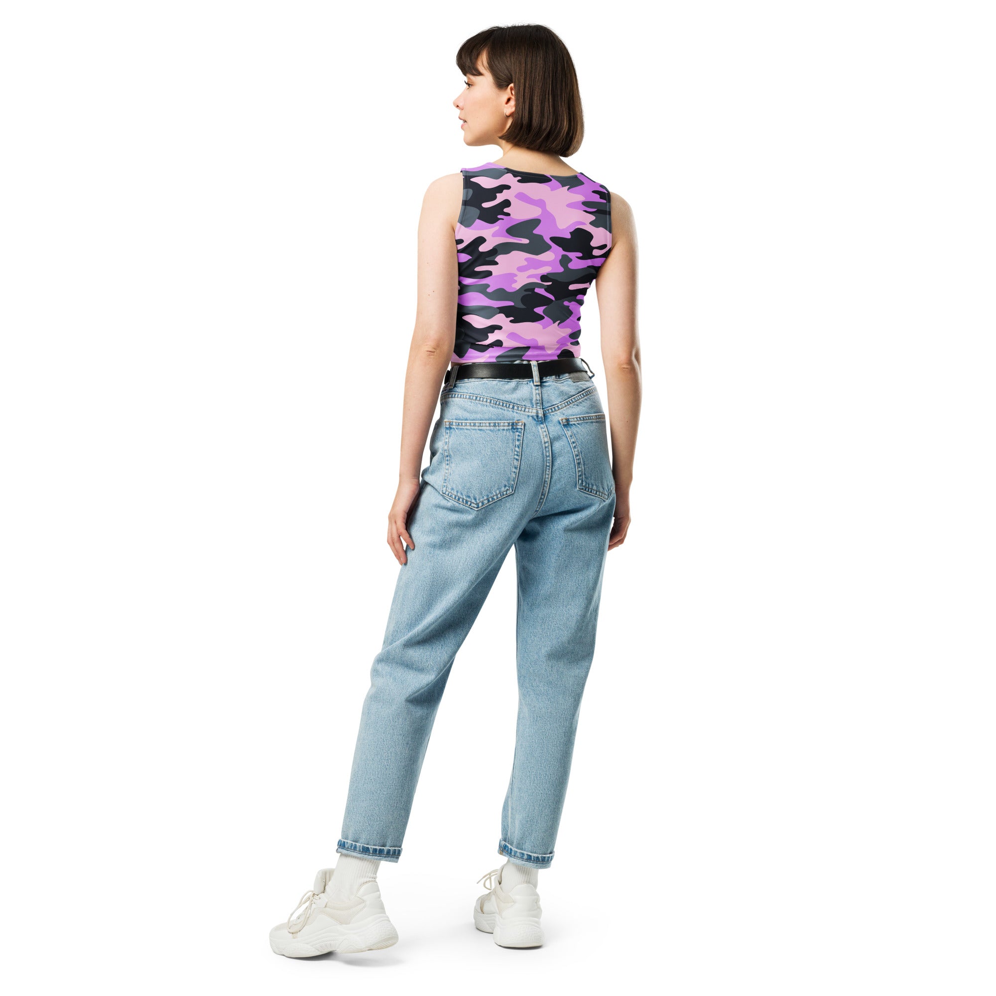Women's Purple Camouflage Buttery Soft Crop Top- Quick-Drying UPF 50+ Stretch Top