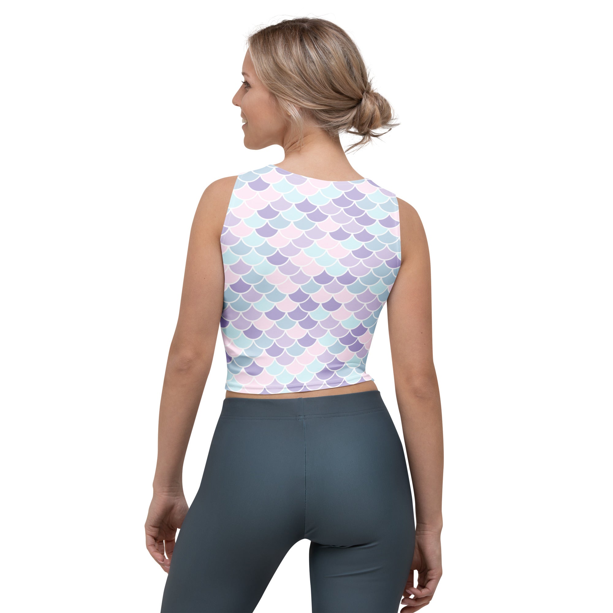 Women's Purple Mermaid Buttery Soft Crop Top- Quick-Drying UPF 50+ Stretch Top