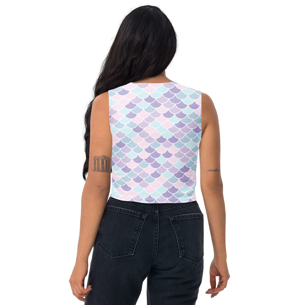 Women's Purple Mermaid Buttery Soft Crop Top- Quick-Drying UPF 50+ Stretch Top