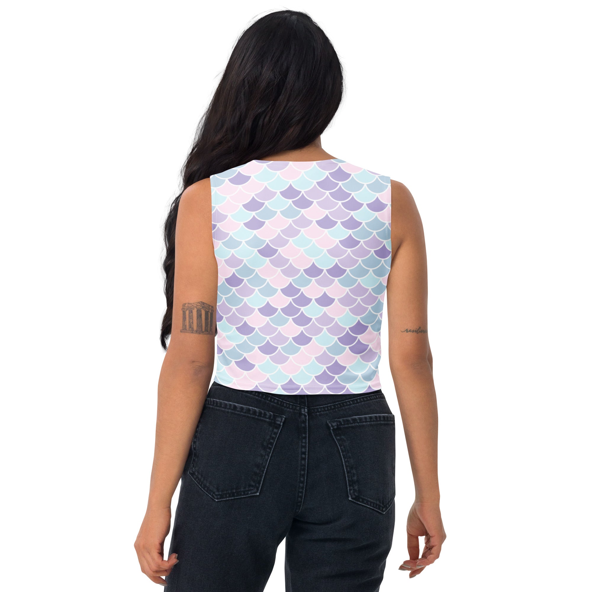 Women's Purple Mermaid Buttery Soft Crop Top- Quick-Drying UPF 50+ Stretch Top