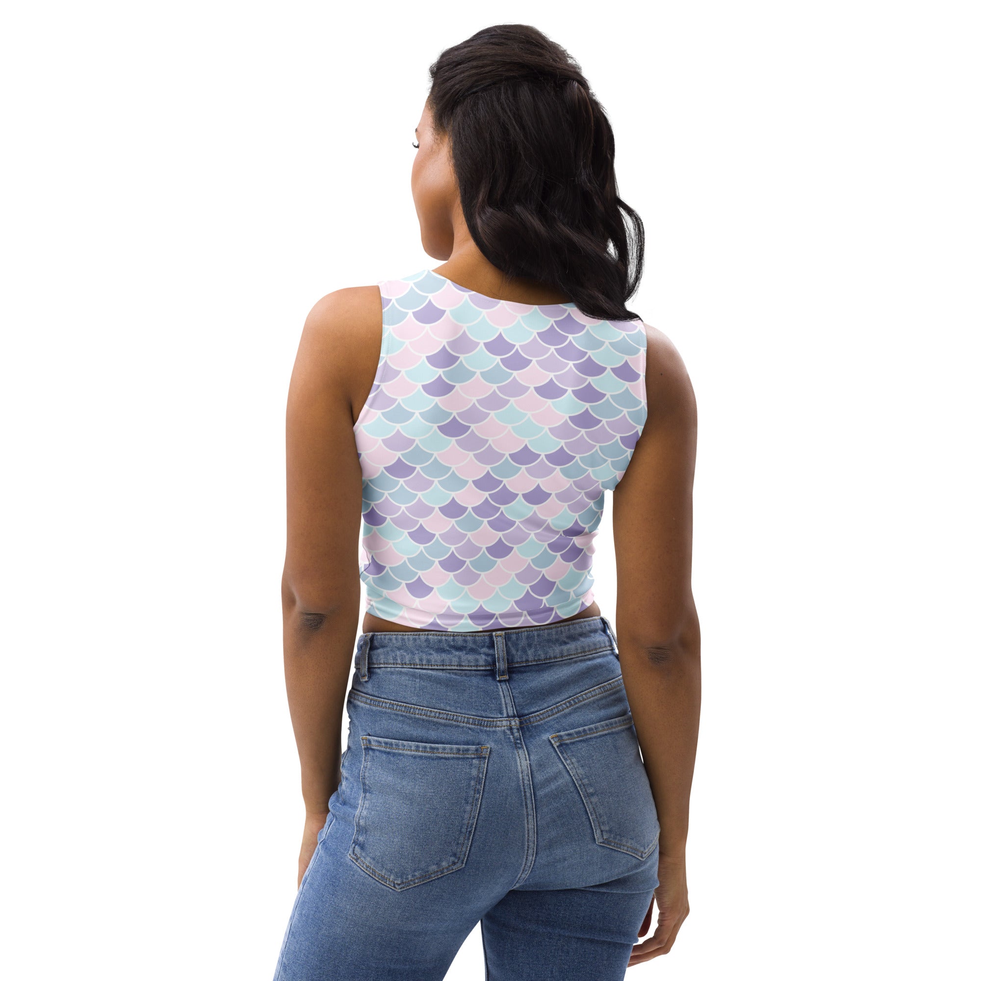 Women's Purple Mermaid Buttery Soft Crop Top- Quick-Drying UPF 50+ Stretch Top