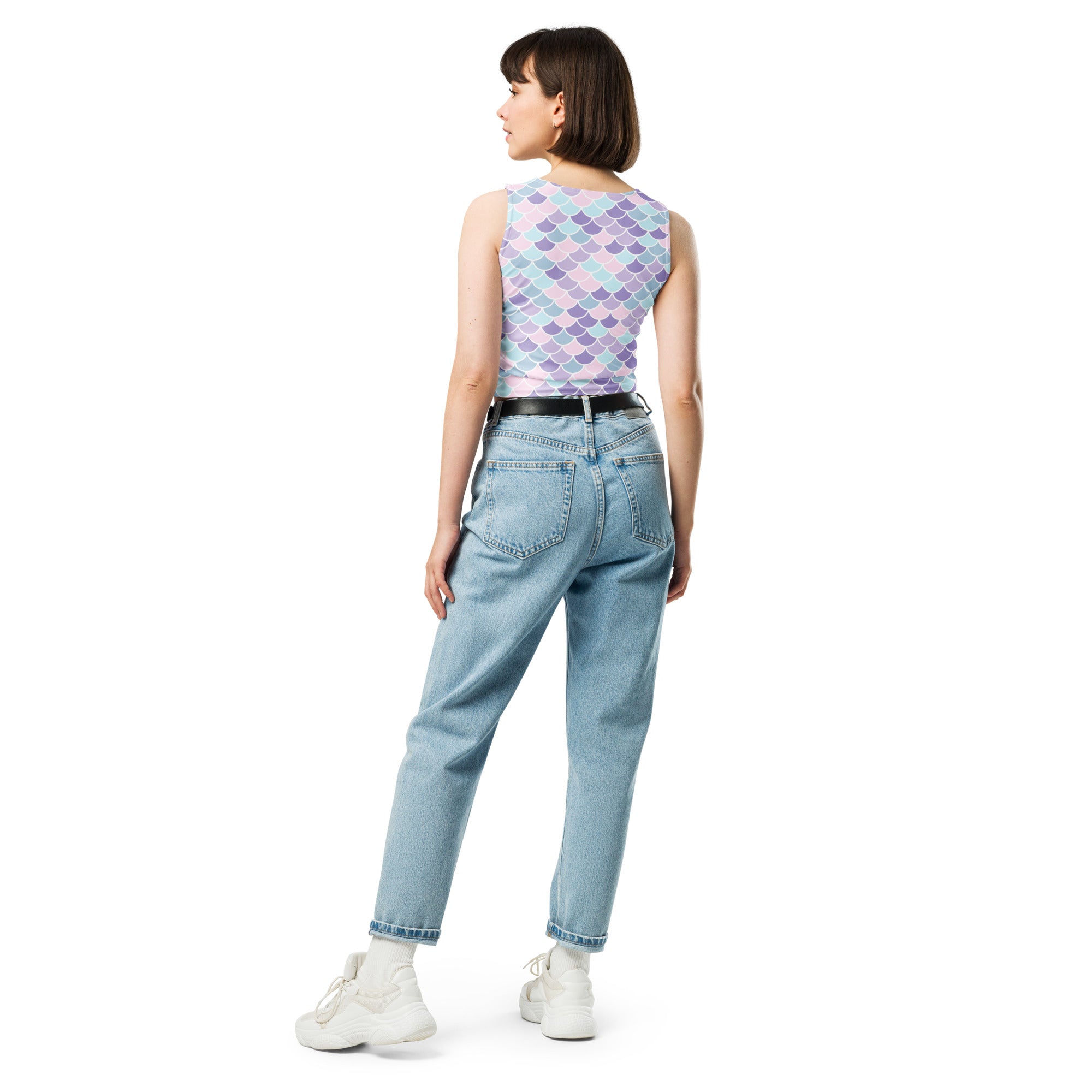 Women's Purple Mermaid Buttery Soft Crop Top- Quick-Drying UPF 50+ Stretch Top