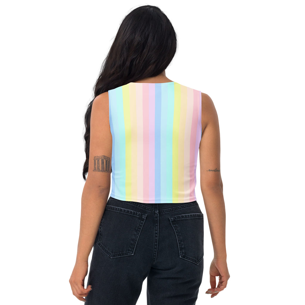 Women's Pastel Stripe Buttery Soft Crop Top- Quick-Drying UPF 50+ Stretch Top