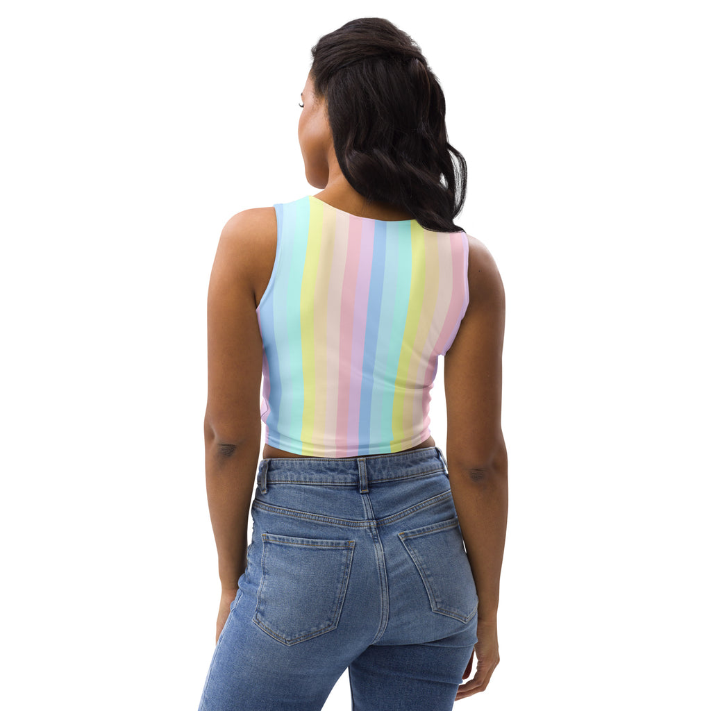 Women's Pastel Stripe Buttery Soft Crop Top- Quick-Drying UPF 50+ Stretch Top