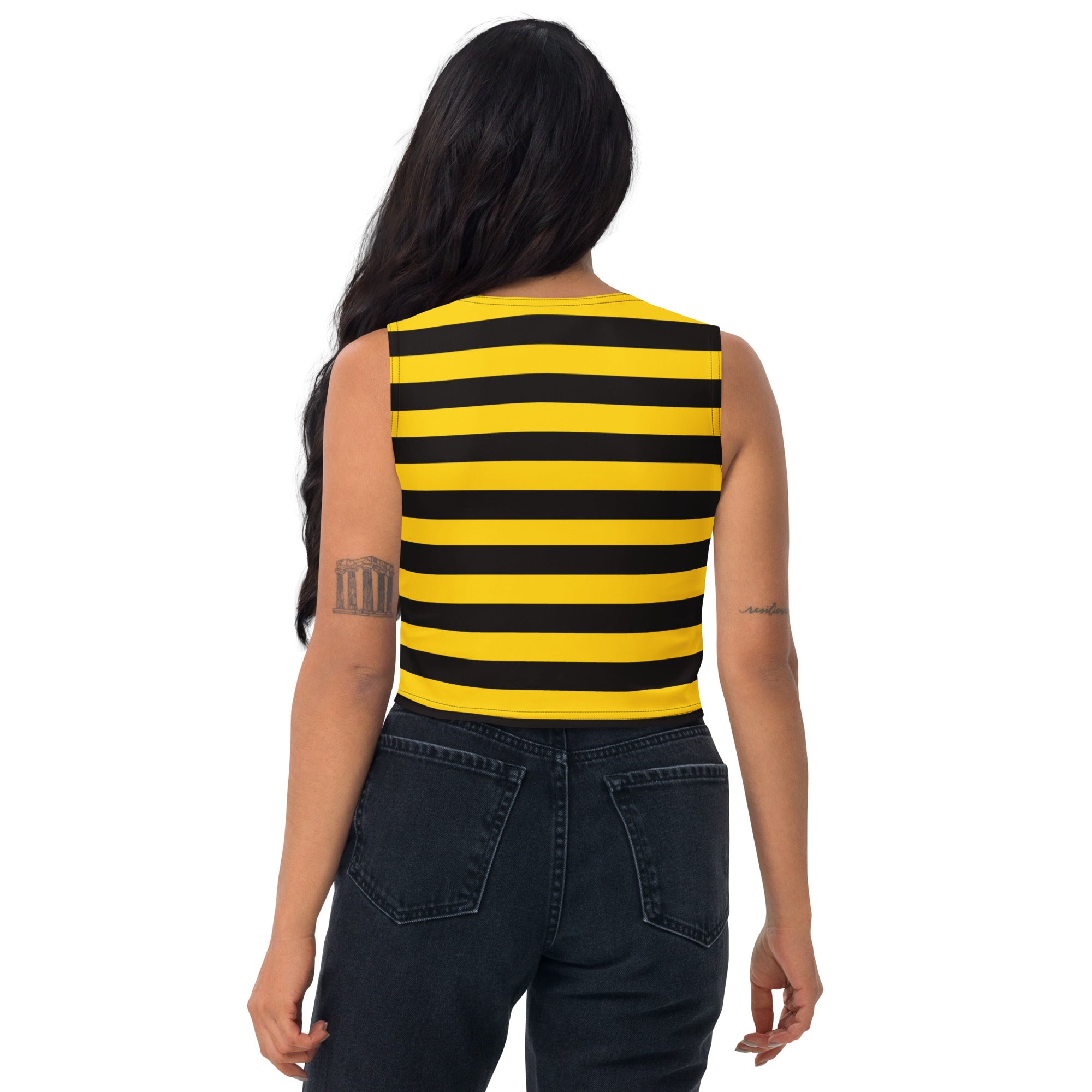 Women's Bee Stripe Buttery Soft Crop Top- Quick-Drying UPF 50+ Stretch Top
