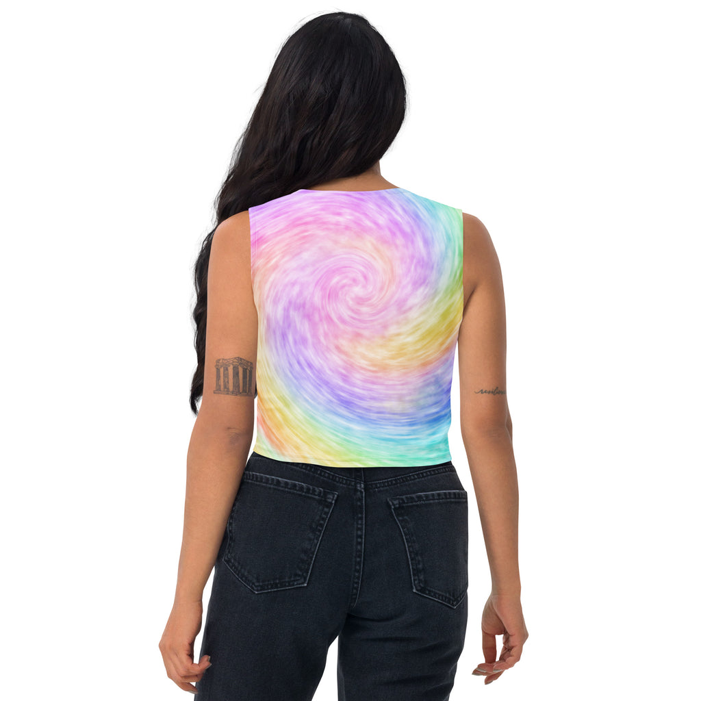 Women's Rainbow Tie Dye Buttery Soft Crop Top- Quick-Drying UPF 50+ Stretch Top