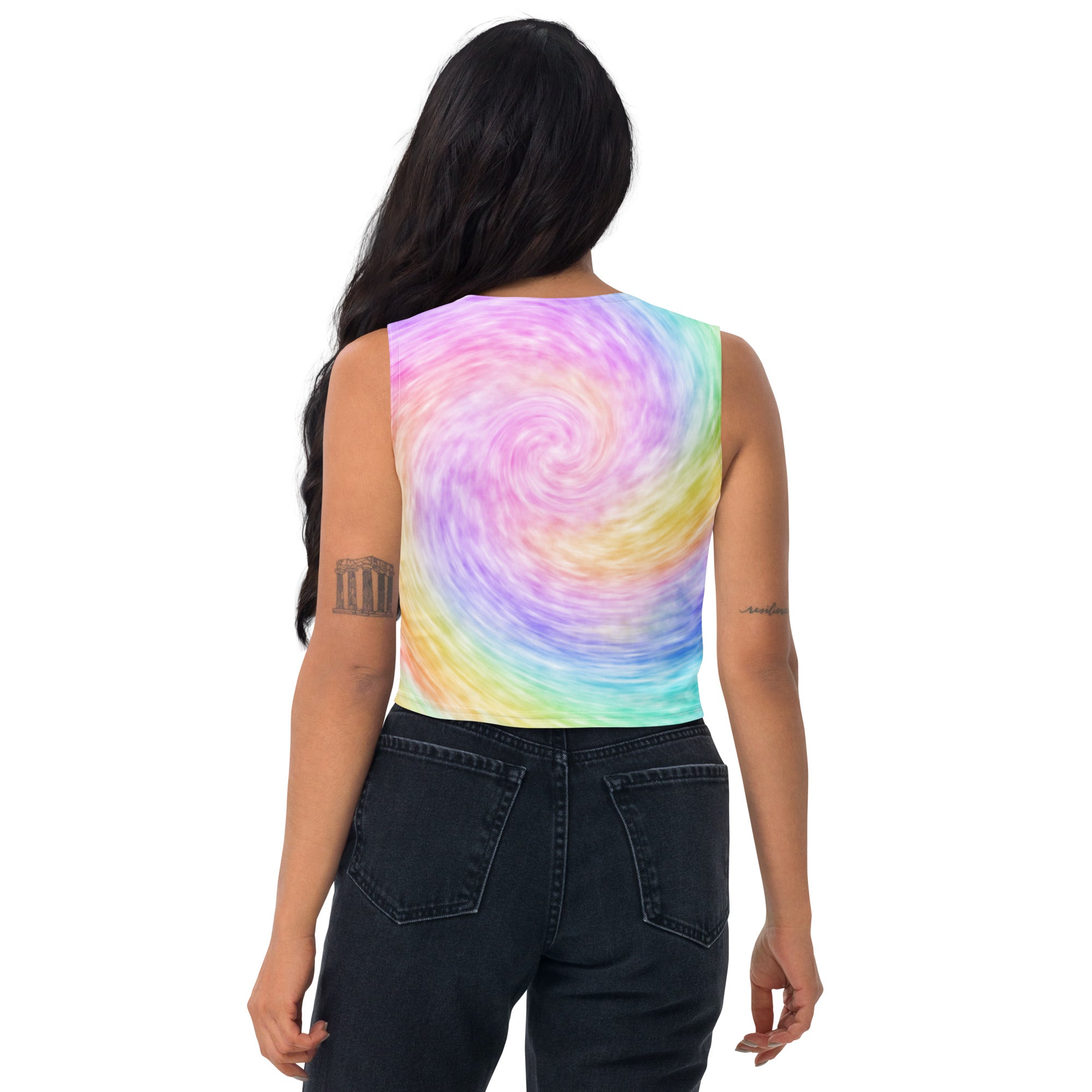 Women's Rainbow Tie Dye Buttery Soft Crop Top- Quick-Drying UPF 50+ Stretch Top