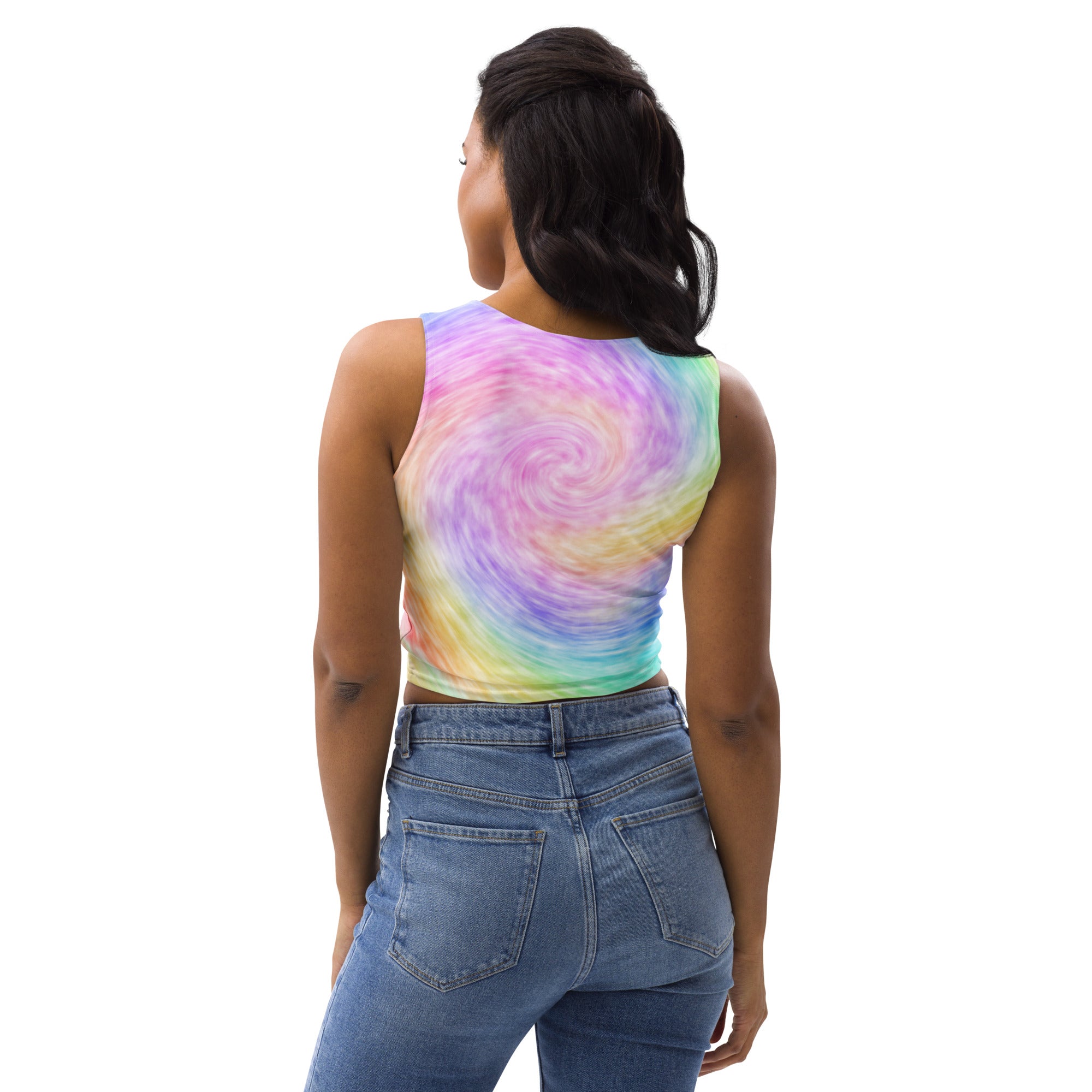 Women's Rainbow Tie Dye Buttery Soft Crop Top- Quick-Drying UPF 50+ Stretch Top