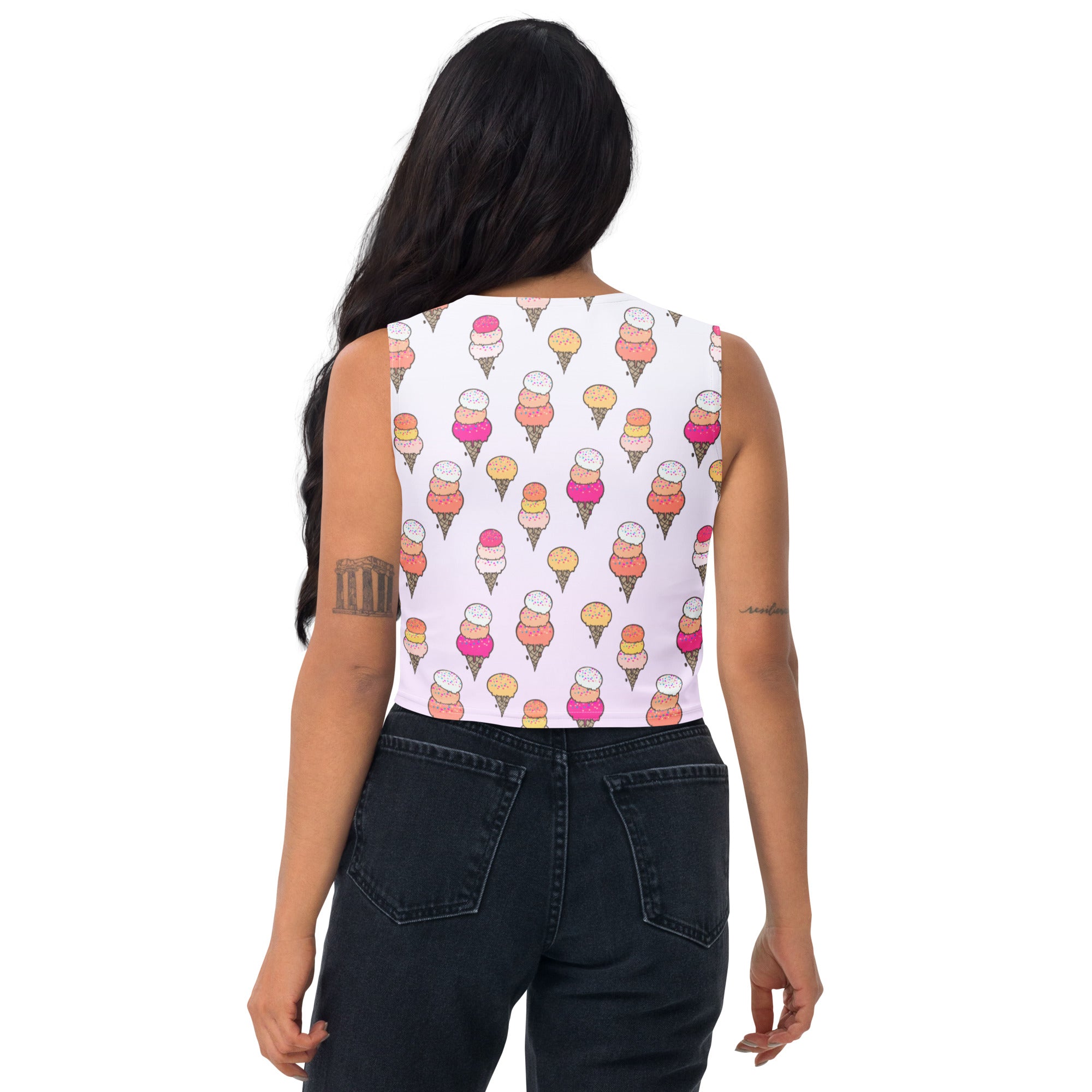 Women's Ice Cream Cone Buttery Soft Crop Top- Quick-Drying UPF 50+ Stretch Top