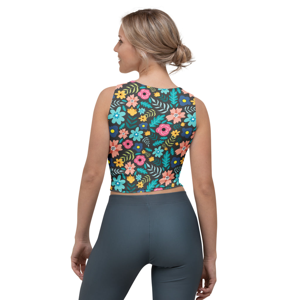 Women's Dark Floral Buttery Soft Crop Top- Quick-Drying UPF 50+ Stretch Top