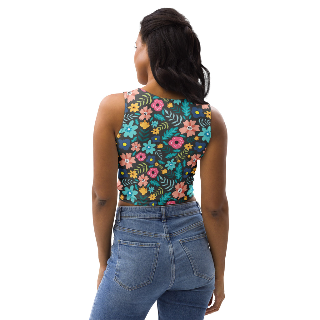Women's Dark Floral Buttery Soft Crop Top- Quick-Drying UPF 50+ Stretch Top