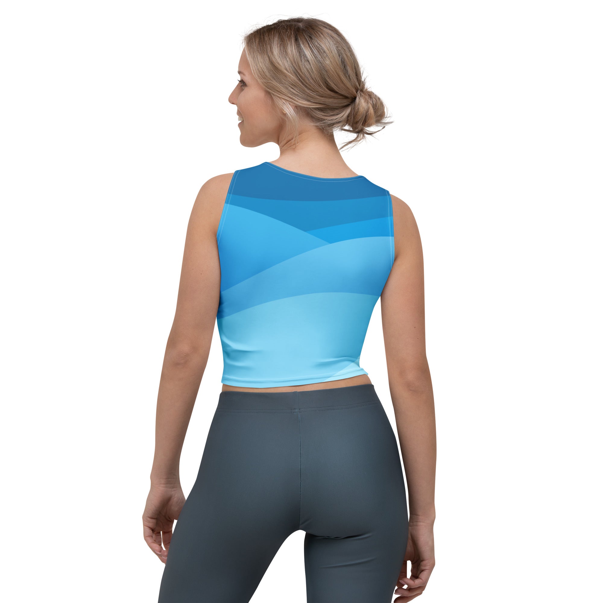 Women's Blue Waves Buttery Soft Crop Top- Quick-Drying UPF 50+ Stretch Top