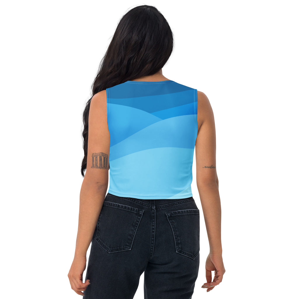 Women's Blue Waves Buttery Soft Crop Top- Quick-Drying UPF 50+ Stretch Top