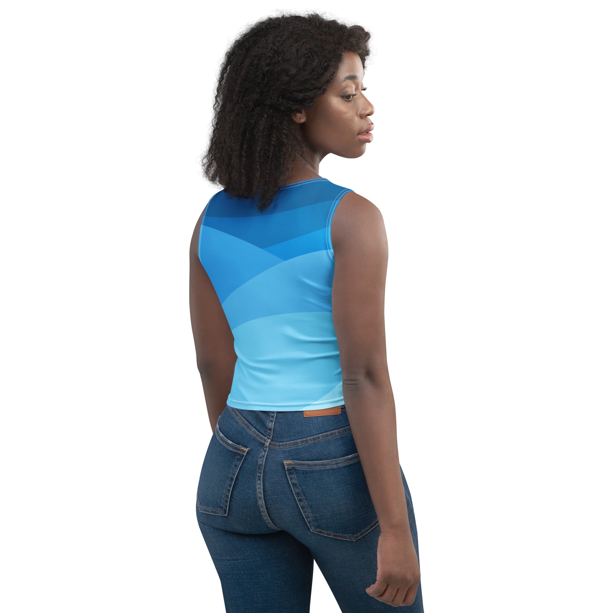 Women's Blue Waves Buttery Soft Crop Top- Quick-Drying UPF 50+ Stretch Top