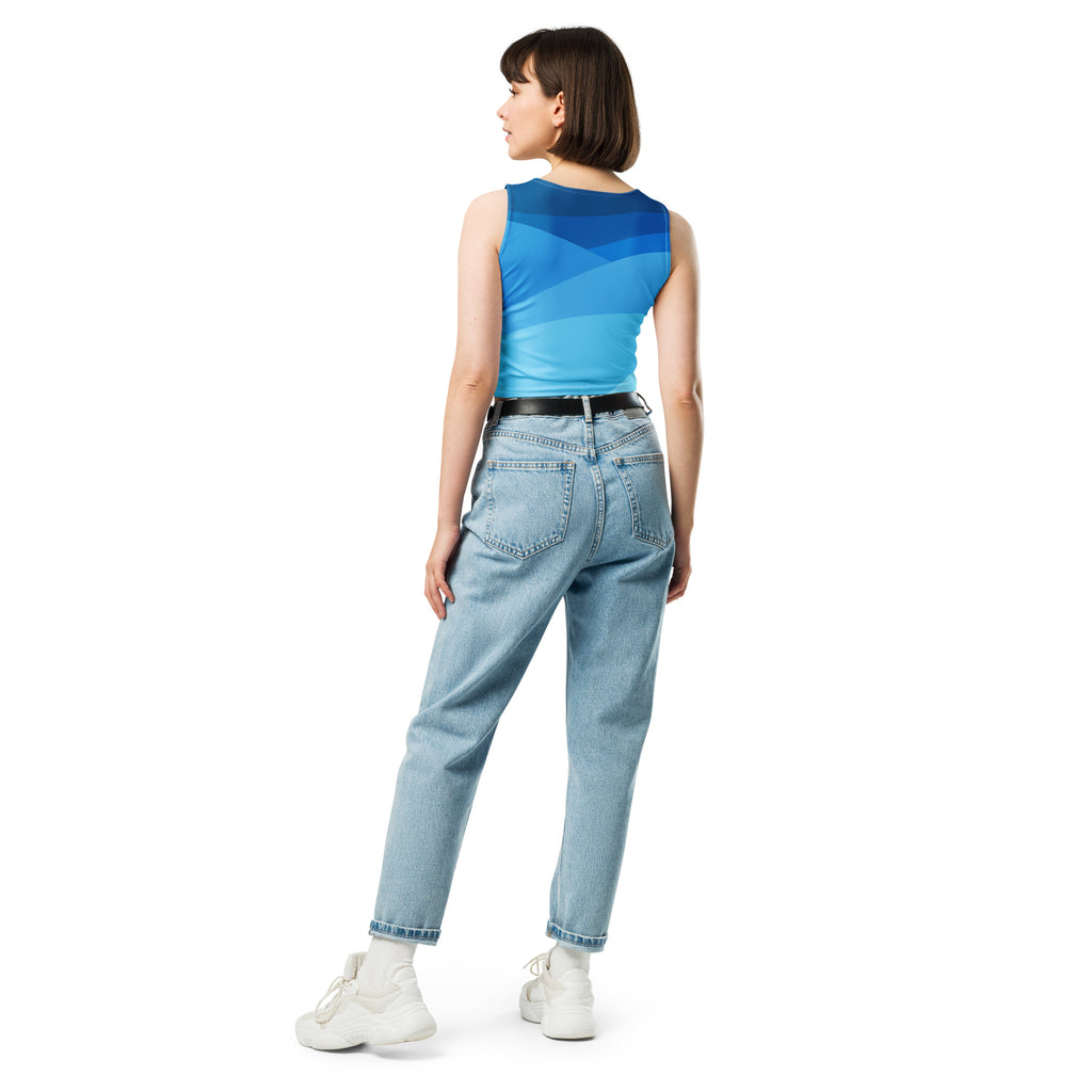 Women's Blue Waves Buttery Soft Crop Top- Quick-Drying UPF 50+ Stretch Top