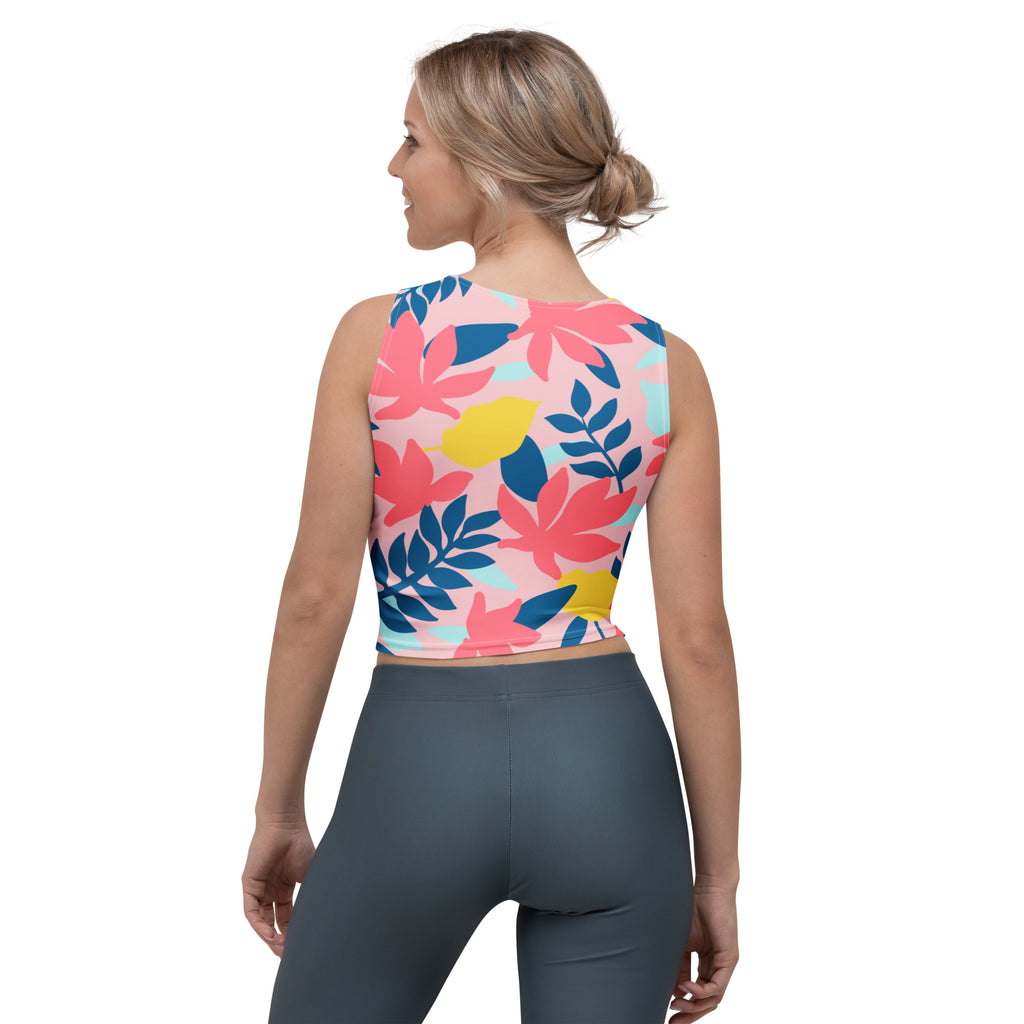 Women's Tropical Floral Buttery Soft Crop Top- Quick-Drying UPF 50+ Stretch Top