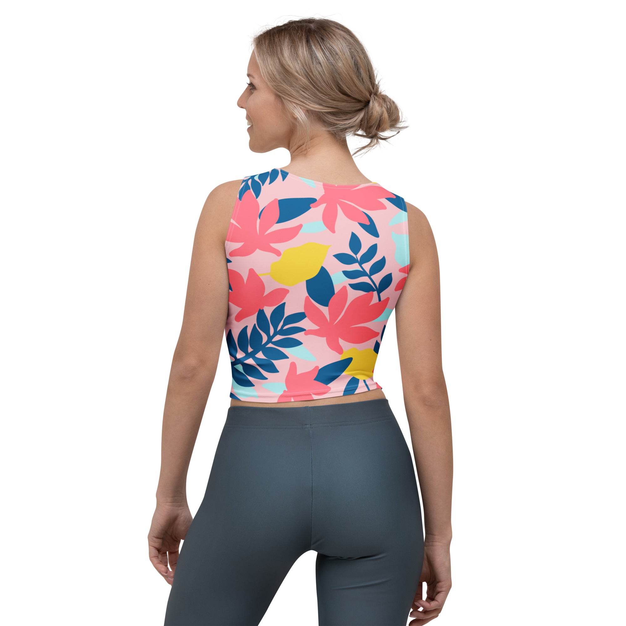 Women's Tropical Floral Buttery Soft Crop Top- Quick-Drying UPF 50+ Stretch Top