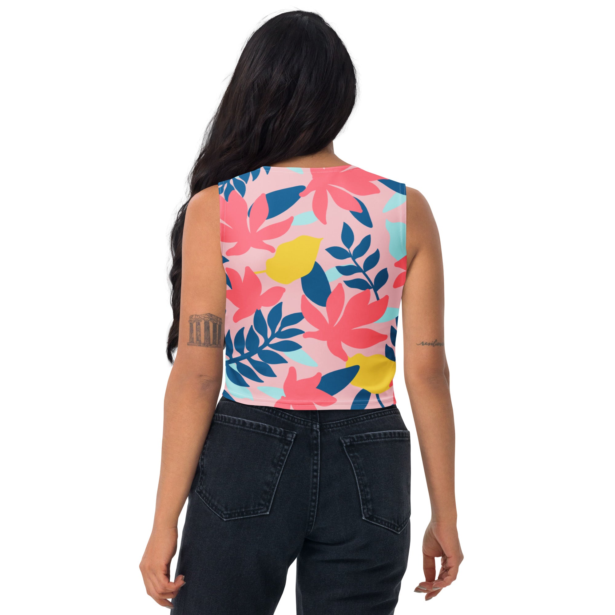 Women's Tropical Floral Buttery Soft Crop Top- Quick-Drying UPF 50+ Stretch Top