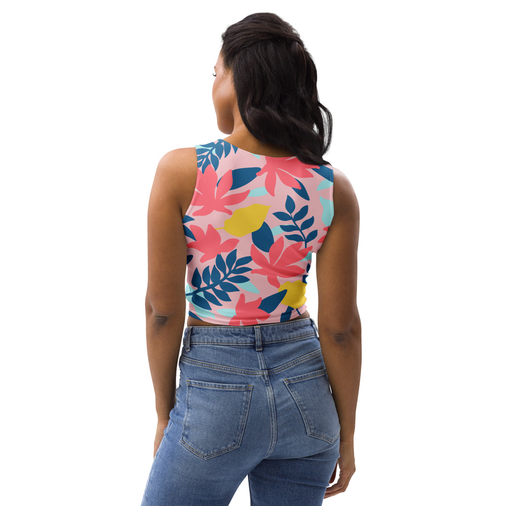 Women's Tropical Floral Buttery Soft Crop Top- Quick-Drying UPF 50+ Stretch Top