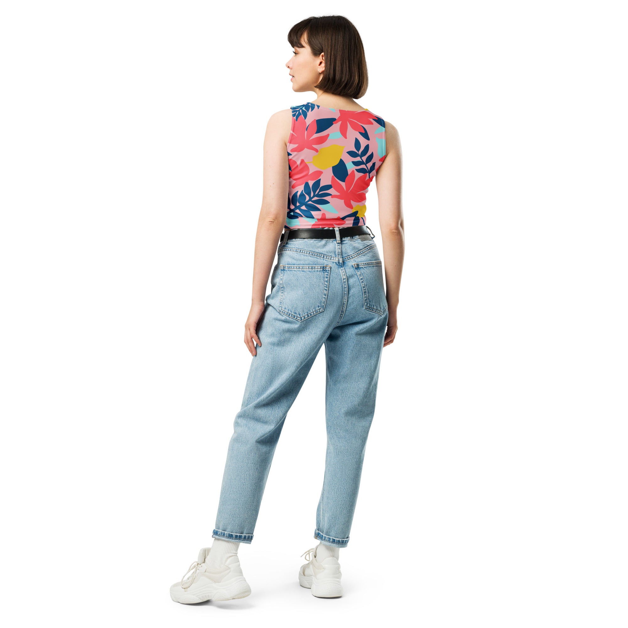 Women's Tropical Floral Buttery Soft Crop Top- Quick-Drying UPF 50+ Stretch Top