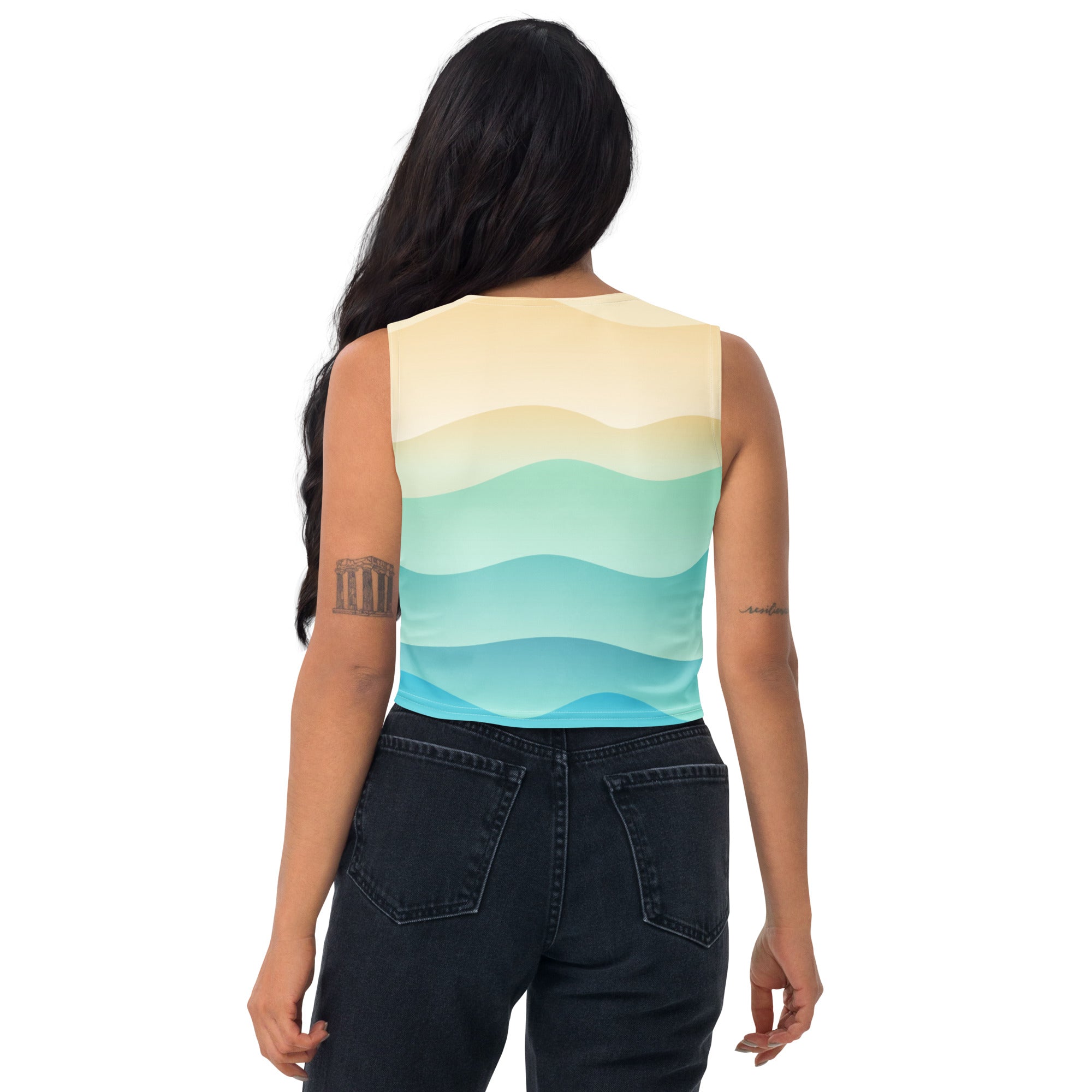Women's Wavy Sand Buttery Soft Crop Top- Quick-Drying UPF 50+ Stretch Top