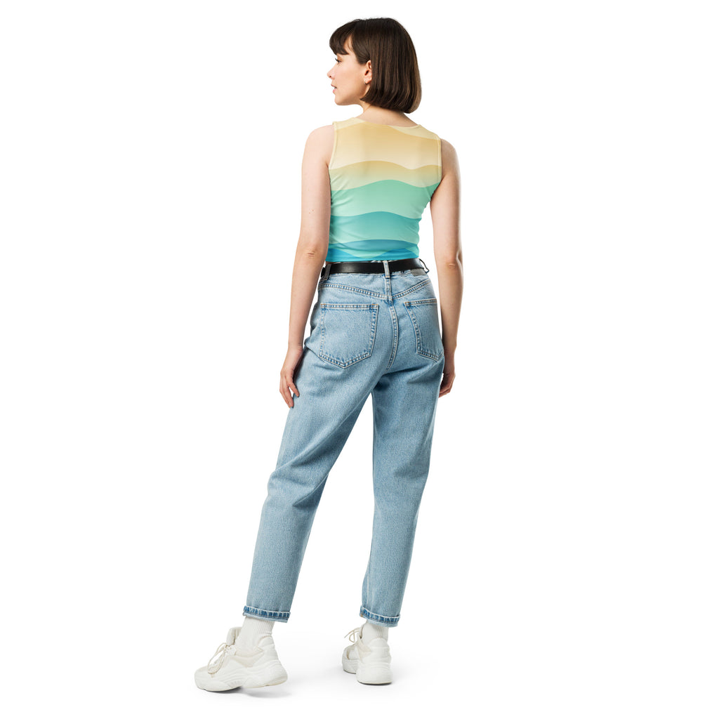 Women's Wavy Sand Buttery Soft Crop Top- Quick-Drying UPF 50+ Stretch Top