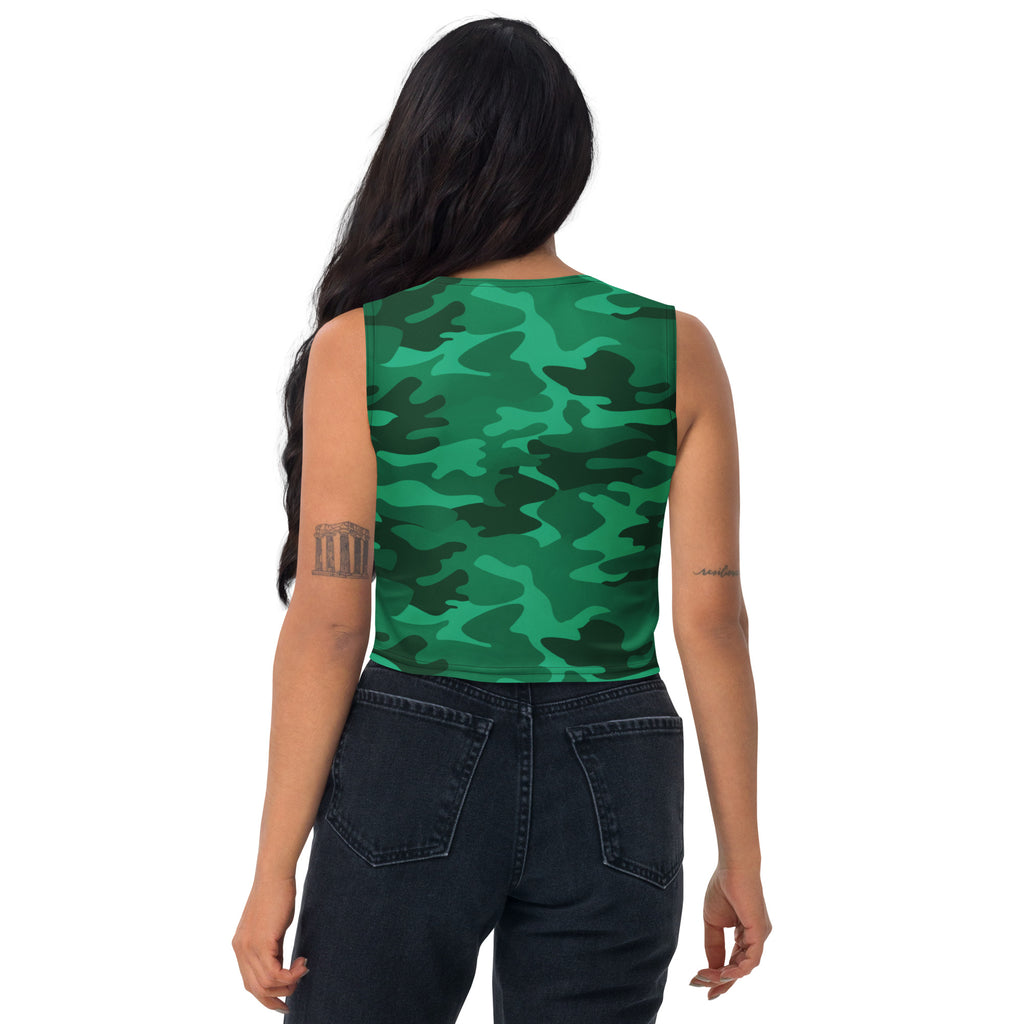 Women's Green Camouflage Buttery Soft Crop Top- Quick-Drying UPF 50+ Stretch Top