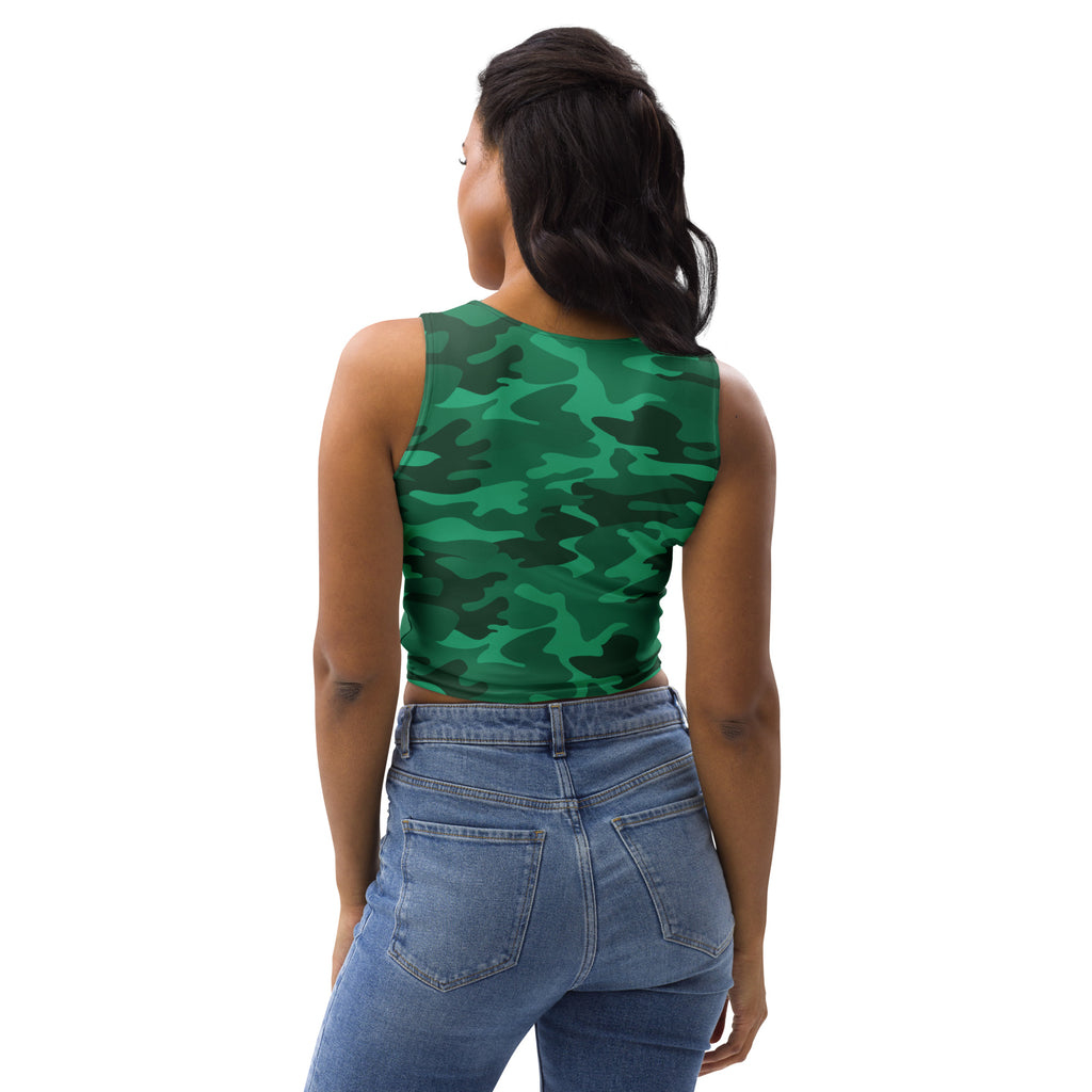 Women's Green Camouflage Buttery Soft Crop Top- Quick-Drying UPF 50+ Stretch Top