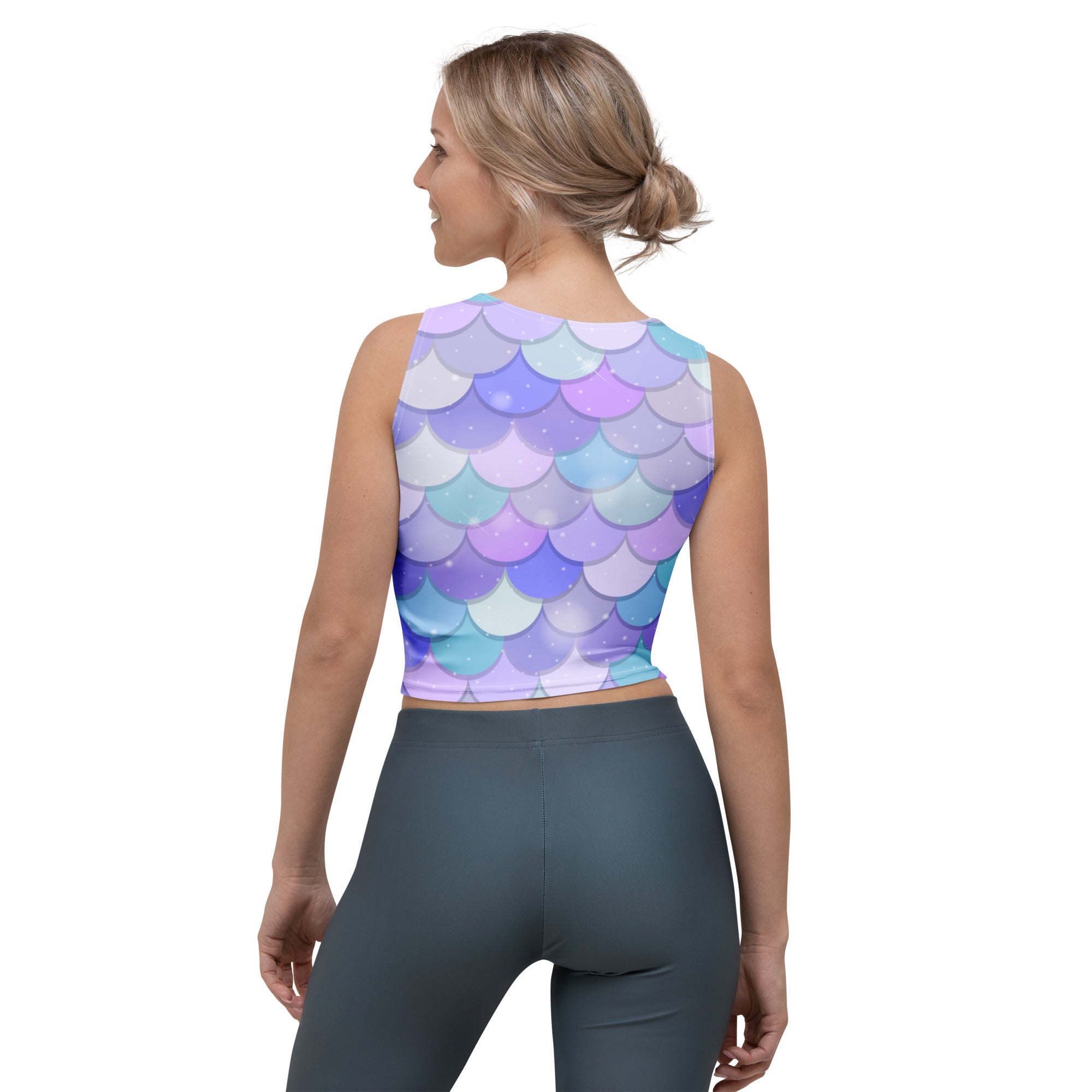 Women's Purple Mermaid Buttery Soft Crop Top- Quick-Drying UPF 50+ Stretch Top