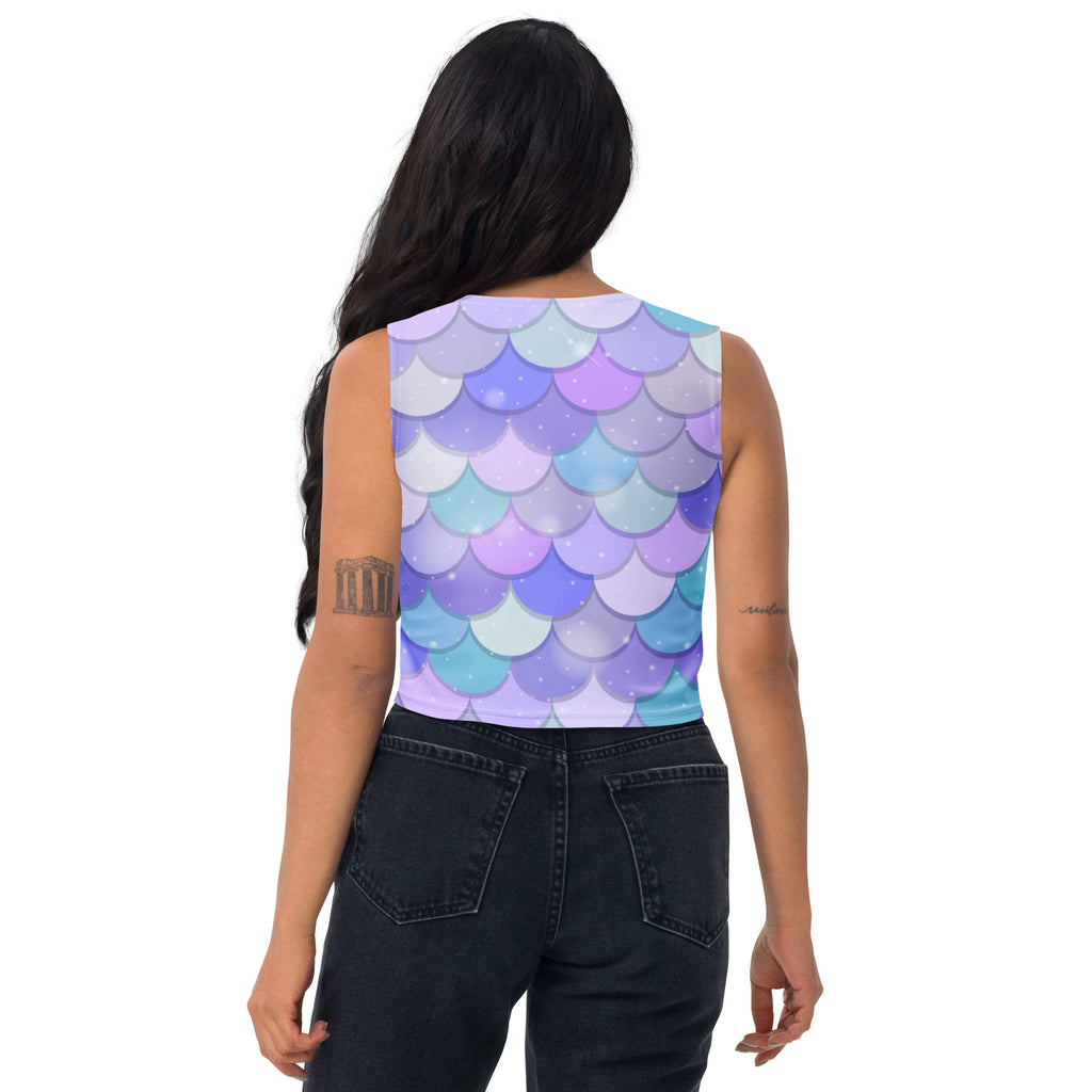 Women's Purple Mermaid Buttery Soft Crop Top- Quick-Drying UPF 50+ Stretch Top